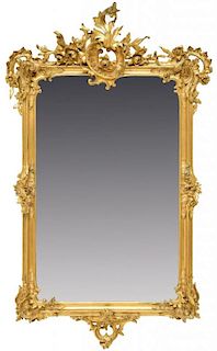 LOUIS XV STYLE GILDED & BEVELED WALL MIRROR