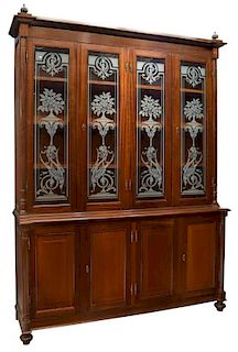 ITALIAN ETCHED GLASS DISPLAY CABINET