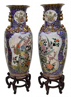 (2)CHINESE FAMILLE ROSE PORCELAIN PALACE URNS