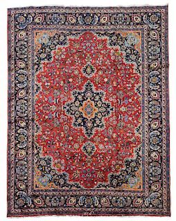 HAND WOVEN SIGNED PERSIAN MASHAD RUG, 8'1" x 10'9"