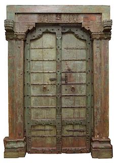 ANTIQUE ARCHITECTURAL PAINTED FRAME & DOORS