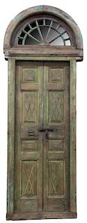 LARGE ARCHITECTURAL LUNETTE & CARVED DOORS