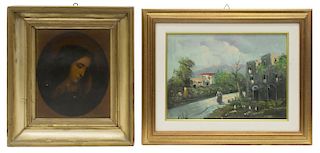 (2) GROUP OF ART IN GILTWOOD FRAMES