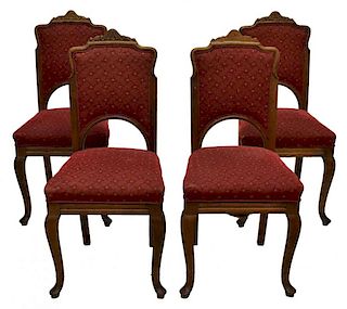 (4) LATE 19TH C. CONTINENTAL OAK DINING CHAIRS