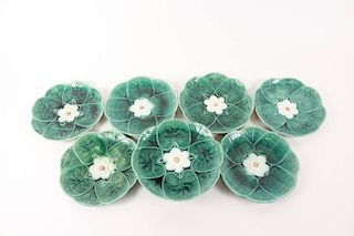 Collection of 7 Pieces of Water Lily Majolica