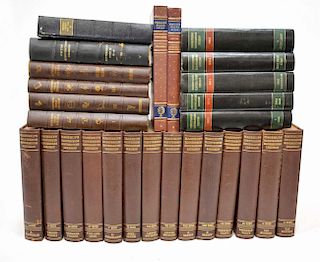 (27) DANISH LEATHER BOUND LIBRARY BOOKS