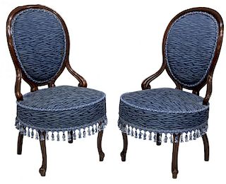 (2) CHARLES X STYLE CONTINENTAL UPHOLSTERED CHAIRS
