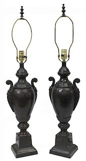 (2) BRONZE PATINATED METAL URN TABLE LAMPS