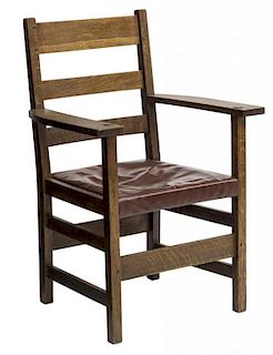 STICKLEY BROTHERS ARTS & CRAFTS OPEN ARMCHAIR