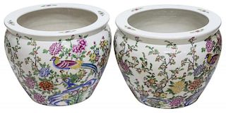 (2)CHINESE FAMILLE ROSE PORCELAIN FISH BOWLS