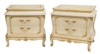(2) FRENCH PARCEL GILT PAINTED SIDE TABLES