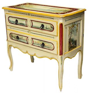 LOUIS XV STYLE PAINTED TWO-DRAWER COMMODE