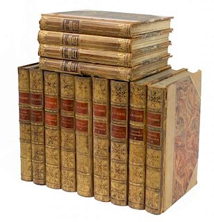 (13) FRENCH LEATHER BOUND LIBRARY SHELF BOOKS