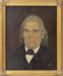American School, 19th Century       Portrait of a Gray-haired Gentleman, Possibly Lt. Abel Rising