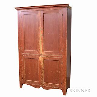 Red-painted Pine Cupboard