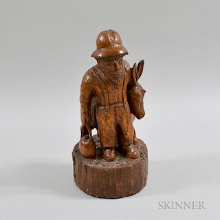 Carved Figure of a Miner and Mule