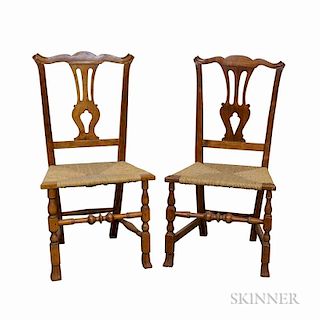 Two Transitional Chippendale Maple Side Chairs