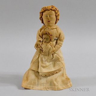 Cloth Doll of a Mother and Daughter