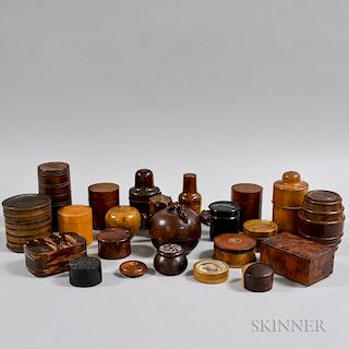 Twenty-four Treen Containers and Boxes