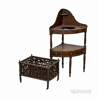 Regency Carved Rosewood Canterbury and a Mahogany Corner Chamberstand