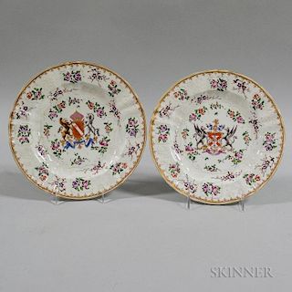 Two Armorial Porcelain Plates