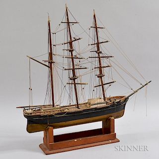 Small Contemporary Carved Wood Ship Model