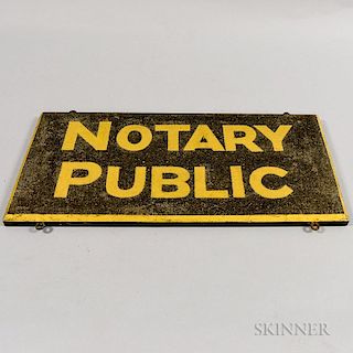 Gold- and Black-painted and Textured "Notary Public" Sign