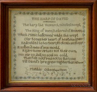 Framed Needlework Sampler The Harp of David