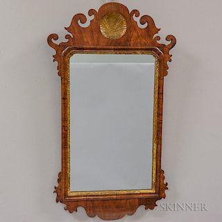 Queen Anne Shell-carved Walnut Scroll-frame Mirror