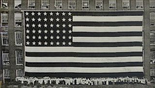 Large Framed Amoskeag Manufacturing Company "Great Flag" Photograph