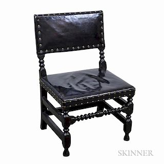 William and Mary Upholstered Black-painted Side Chair