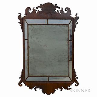 Large Chippendale-style Carved Mahogany Scroll-frame Mirror