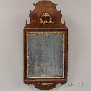 Small Continental Carved Walnut Mirror