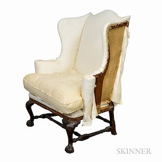 Chippendale-style Carved Mahogany Wing Chair Frame