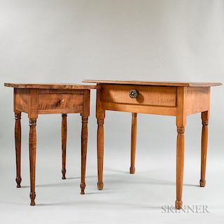Two Federal Figured Maple One-drawer Stands