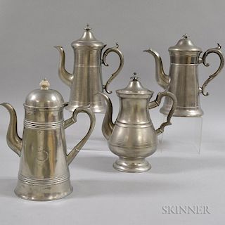 Four Pewter Coffeepots
