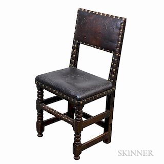 Baroque Upholstered Oak Side Chair