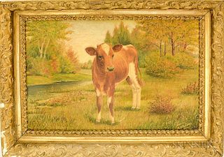 C.W. Fewkes (American, 19th/20th Century)       Portrait of a Cow.