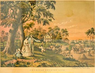 Nathaniel Currier Hand-colored Engraving American Country Life
