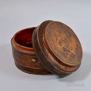 Lacquered, Round, Covered Box