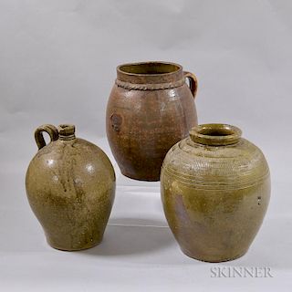 Three American Stoneware Vessels