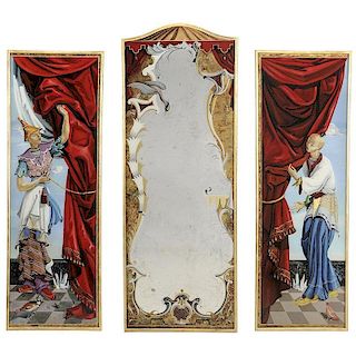 French Eglomise Chinoiserie Triptych