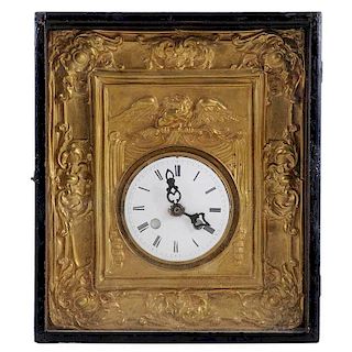 Brass Clock Mounted in Shadowbox