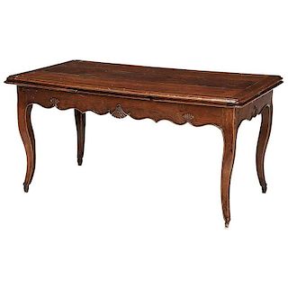 Provincial Louis XV Carved Oak Draw Leaf Table