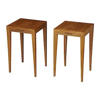 Pair Art Deco Figured Side Tables