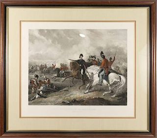 19th C. Engraving, Duke of Wellington at Waterloo