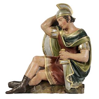 Wood Sculpture Sleeping Roman Soldier