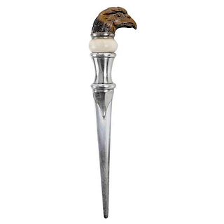Tiger's Eye Eagle and Silver Letter Opener