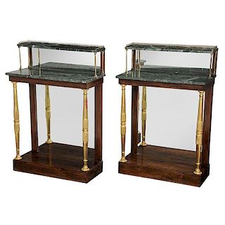 Fine Pair Regency Style Marble Top Consoles