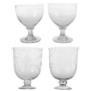 Two Pairs Of Glass Table Urns